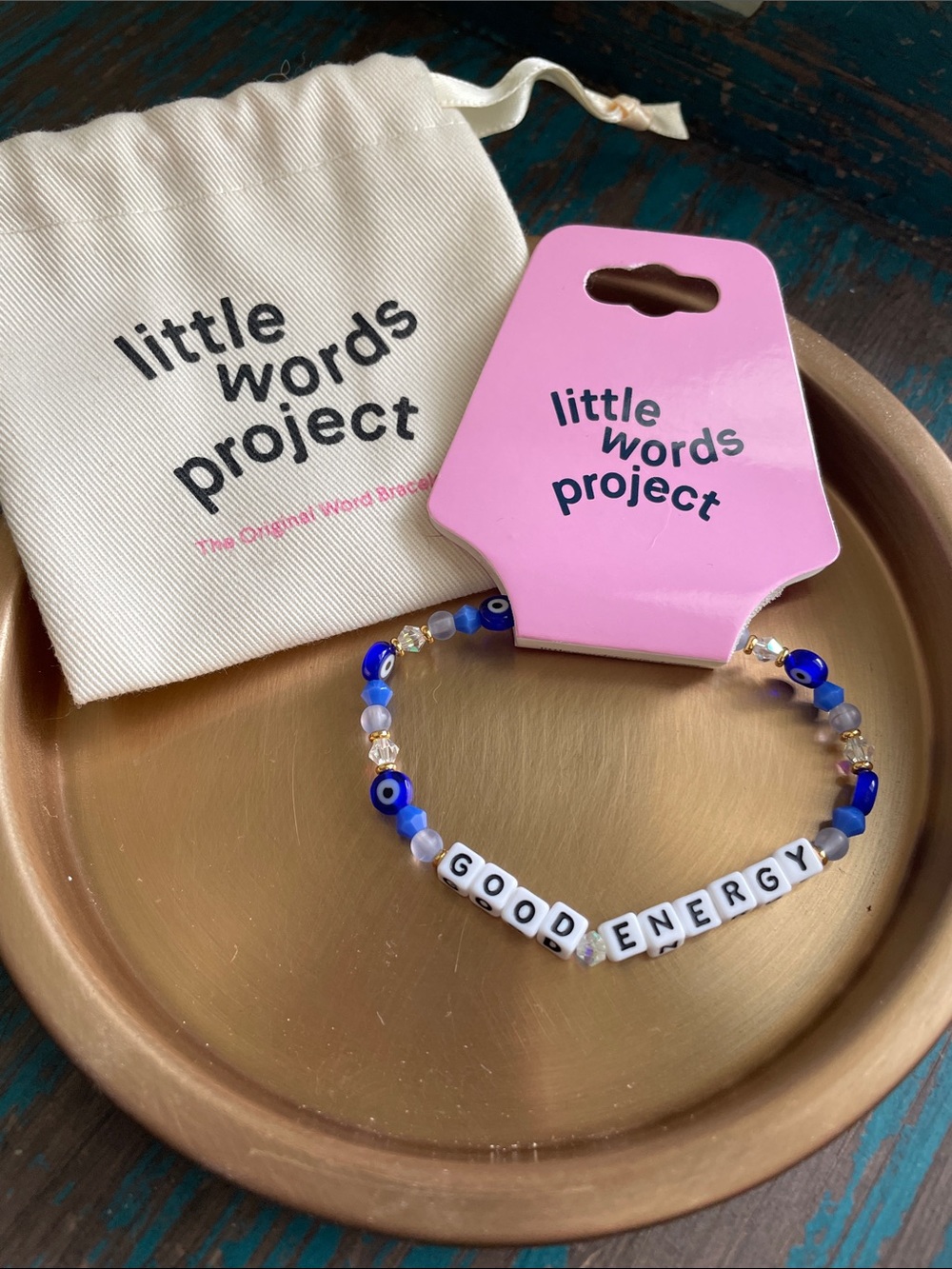 Little Words Project GOOD ENERGY Blue Beaded Bracelet